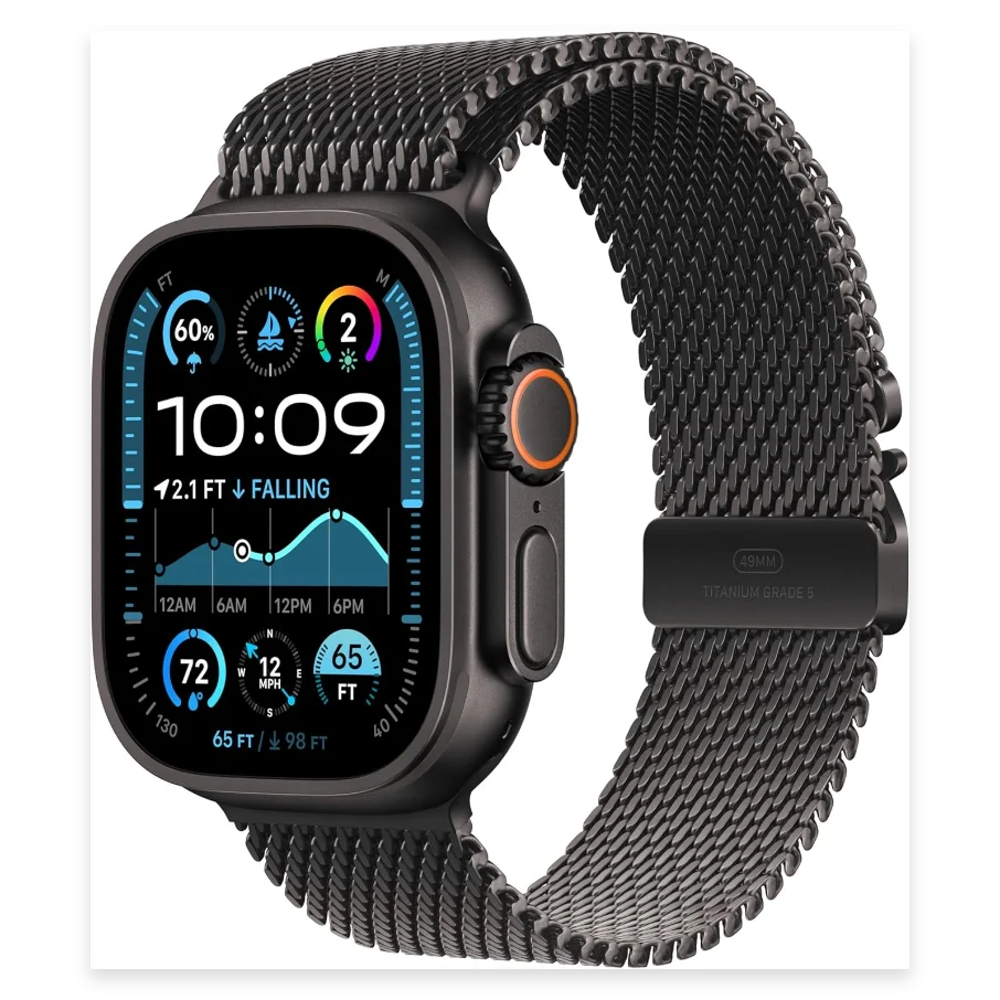 APPLE Watch Ultra 2 Cellular - 49 mm Black Titanium Case with Black Titanium Milanese Loop - Large